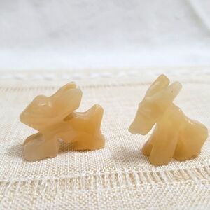 Vintage Hand Carved Onyx Rabbit & Donkey Figurines